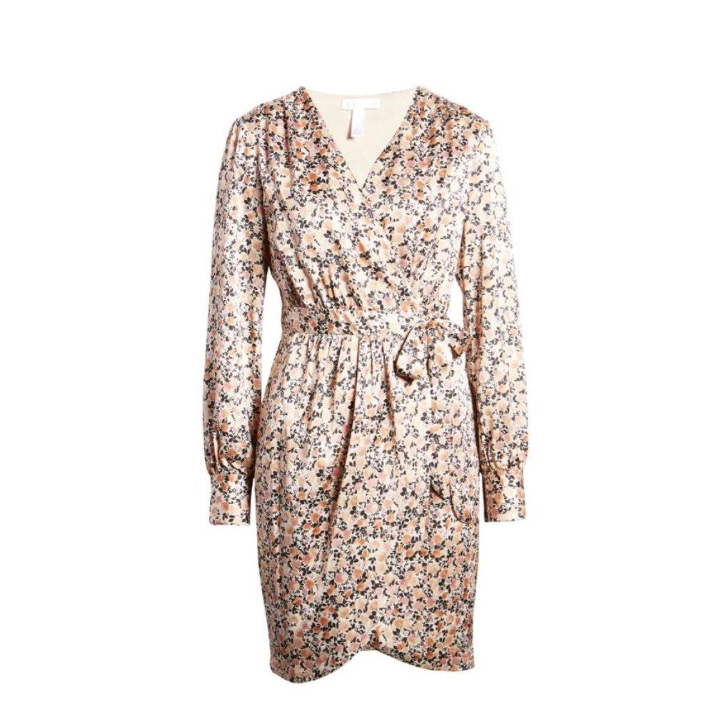 NWT LEITH - Floral Satin Wrap Dress